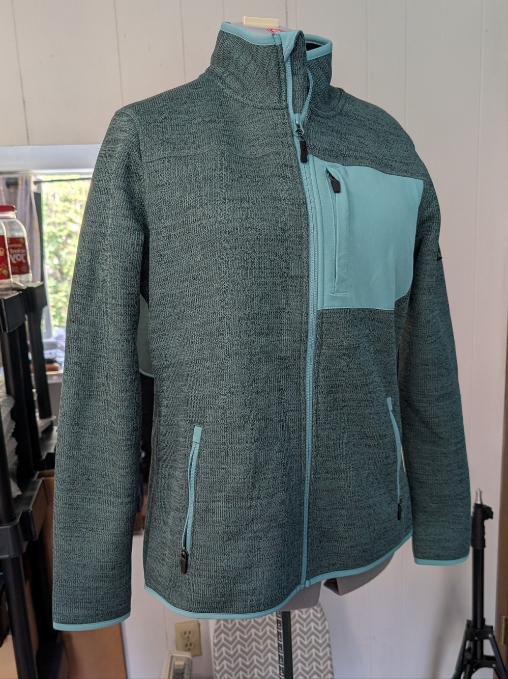 NWT Ascend Teal Jacket with Aqua Chest Pocket & Trim - Picture 2 of 4